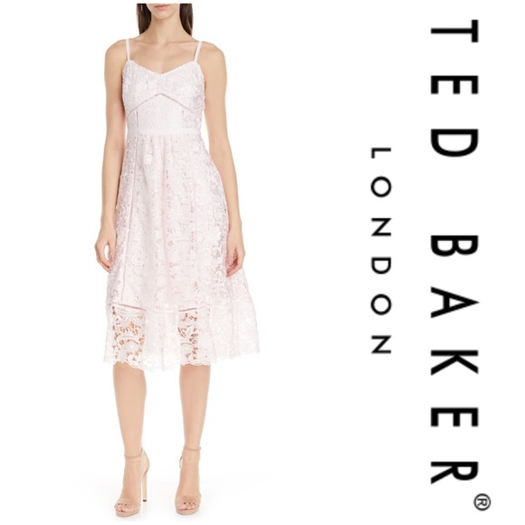 Ted Baker Valens Lace Midi Dress - Pale Pink - Picture 6 of 8